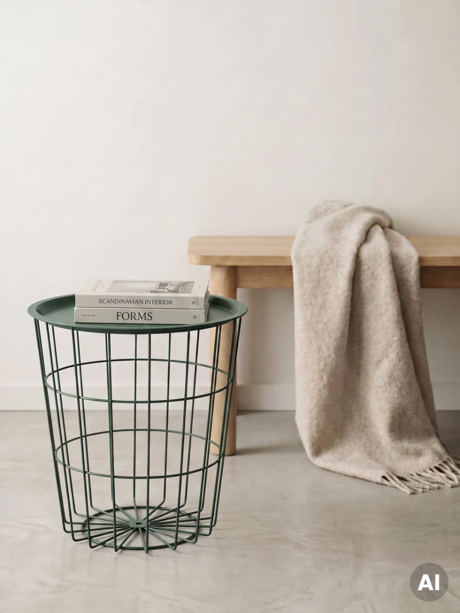 Stolik SCANDI oliwkowy z oliwkowym blatem 41x41 cm