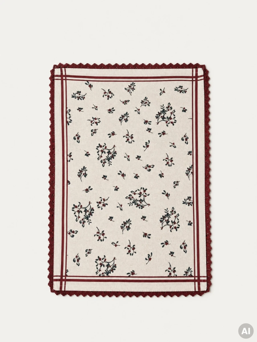 Maty stołowe RAITA bawełniane z motywem ostrokrzewu, zestaw 2 szt. 2*30x45 cm