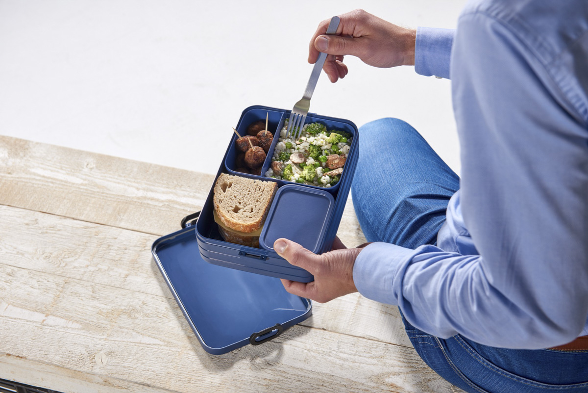 Lunchbox TAKE A BREAK niebieski 18,5x12x6,5 cm