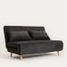 Sofa SOLACE 2-osobowa, z funkcją spania sztruksowa czarna 140x91x84 cm