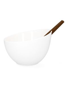 Misa MOOKA do sałat ceramiczna z przyborami biała 24 cm