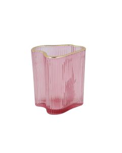  AREUS Lampion szklany różowy 9x7x10 cm 