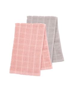  SAMI Zestaw ręczników kuchennych: różowy+szary 2*40x60 cm 
