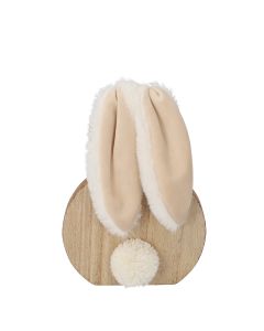 Dekoracja ESSON królik drewniany z pluszowymi uszami 15 cm