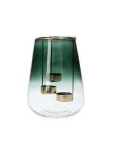 Lampion GALIA szklany zielony 15x15x20 cm