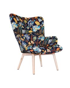 Fotel MOSS BOTANIC welurowy z motywem kwiatowym 70x95 cm
