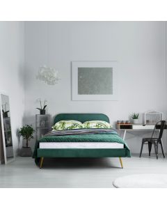 Łóżko VENLO welurowe zielone 140x200 cm