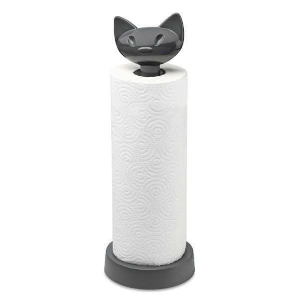 Stojak na ręcznik papierowy MIAOU z kotem szary 12,8x36,9 cm