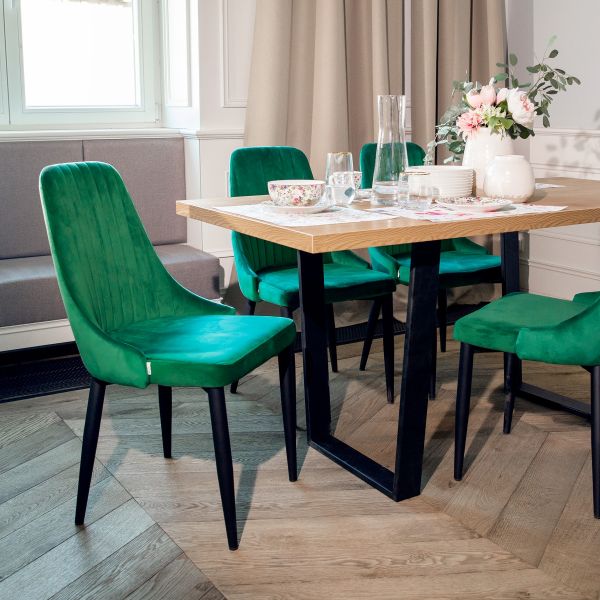 Krzesło LOUIS welurowe zielone 45x45x90 cm