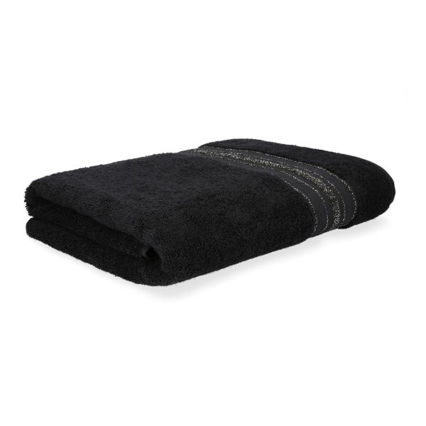 Ręcznik DUKE z paskami lureksowymi czarny 70x130cm