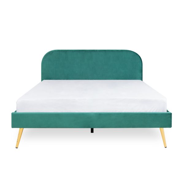 Łóżko VENLO welurowe zielone 140x200 cm