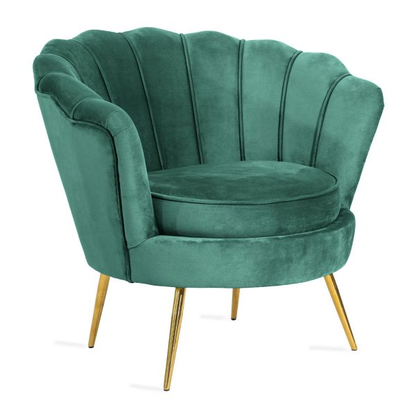 Fotel SHELLY welurowy zielony 82x74x76 cm