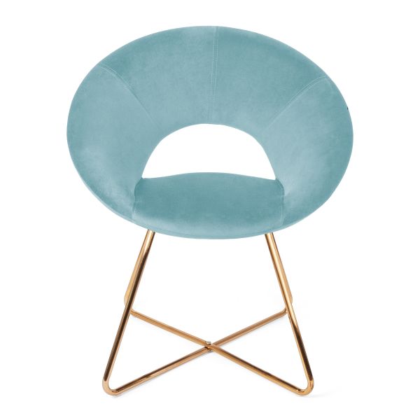 Krzesło JARED welurowe turkusowe 73x47x84 cm