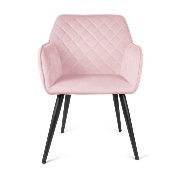 Krzesło SHELTON welurowe jasnoróżowe 57x40x86 cm