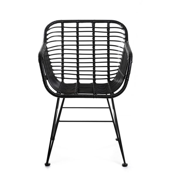 Krzesło JARDIN plecione czarne 57x62x81 cm