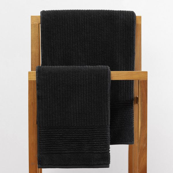 Ręcznik NALTIO w paski czarny 50x90 cm
