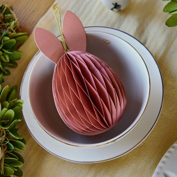 Zawieszka GALLA papierowa jajko z uszami różowa 15 cm