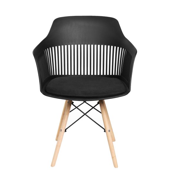 Krzesło FLER ażurowe czarne z poduszką 57x59x77 cm