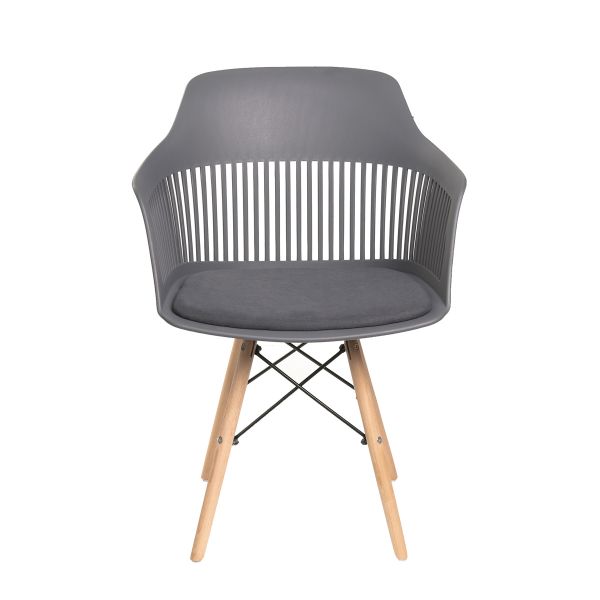 Krzesło FLER ażurowe szare z poduszką 57x59x77 cm