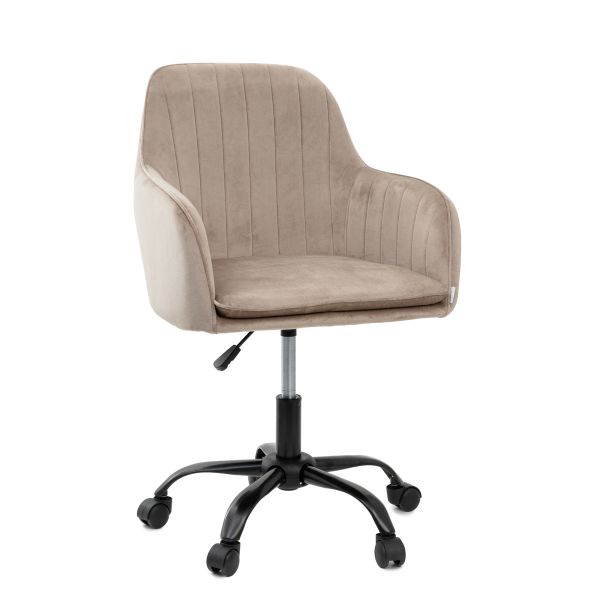 Krzesło TEILL welurowe obrotowe beżowe 55x54,5x80-90cm