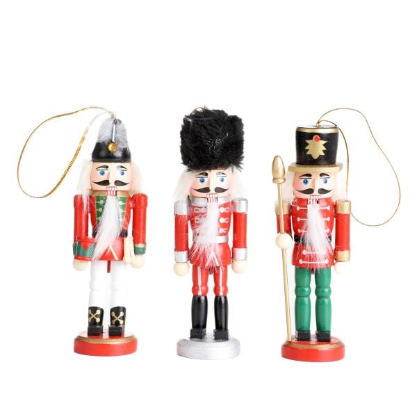 Zawieszka NUTCRACKER czerwony dziadek 3 szt. 13 cm