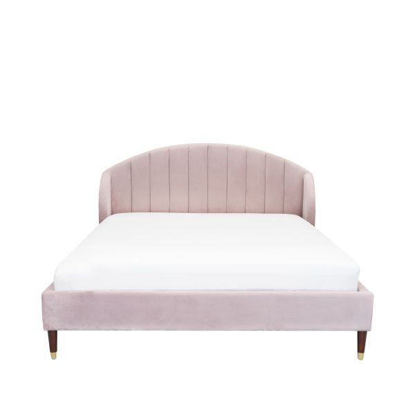 Łóżko REINE welurowe różowe 140x200 cm