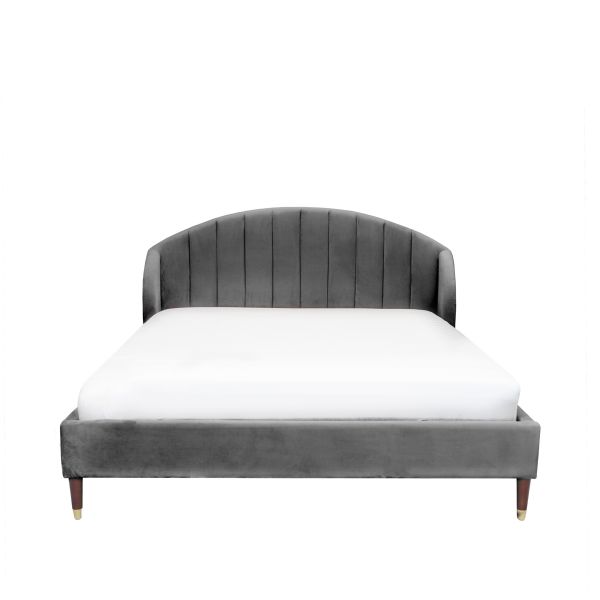 Łóżko REINE welurowe szare 160x200 cm
