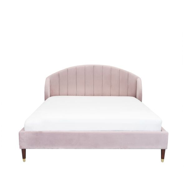 Łóżko REINE welurowe różowe 160x200 cm