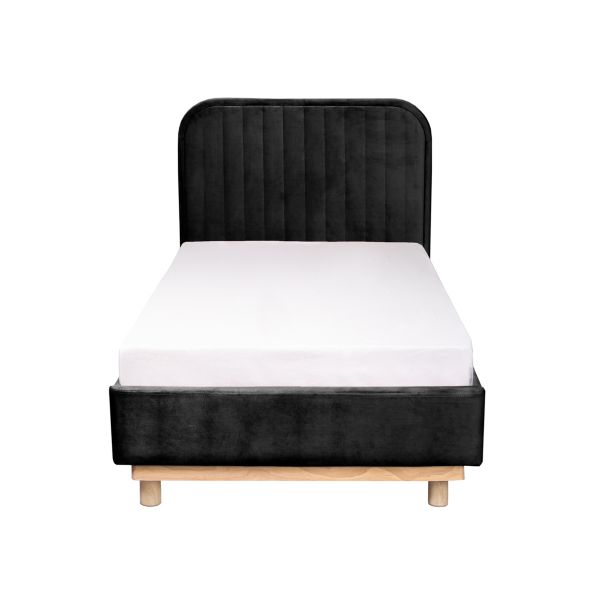 Łóżko KARALIUS welurowe czarne 90x200 cm