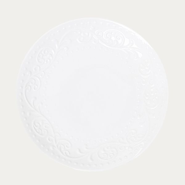 Talerz SYLIA obiadowy biały z ornamentem 27 cm