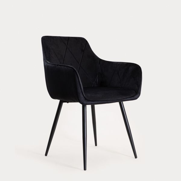 Krzesło FELLICE welurowe czarne 56x61x86 cm