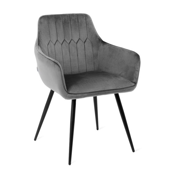 Krzesło ETIENNE welurowe szare 56x61x86 cm