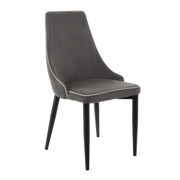 Krzesło LOUIS RIBBON welurowe szare 44x59x88 cm