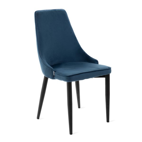 Krzesło LOUIS RIBBON welurowe niebieskie 44x59x88 cm