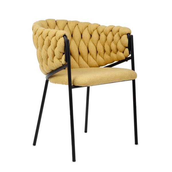 Krzesło MERLE w tkaninie musztardowe 57x59x78 cm
