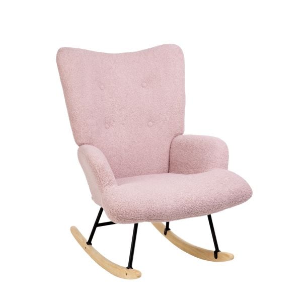 Fotel MOSS TEDDY BOUCLE bujany różowy w tkaninie TEDDY BOUCLÉ 72x73x92 cm