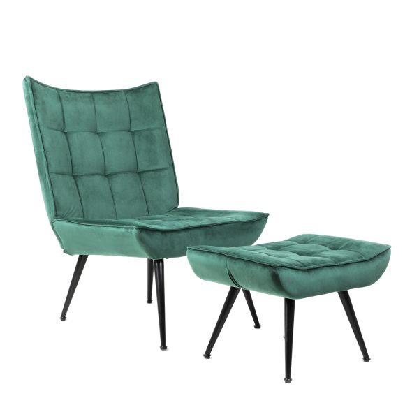 Fotel VINNIS z podnóżkiem zielony 96x69x82 cm
