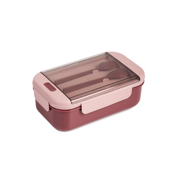 Lunchbox BOXIE ze sztućcami różowy 0,54 l