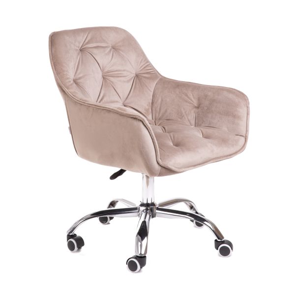Krzesło FLOSSI welurowe obrotowe beżowe 57x65x90 cm