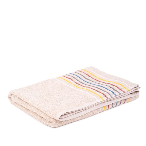Ręcznik MIKASA beżowy z kolorowymi paskami 50x90cm