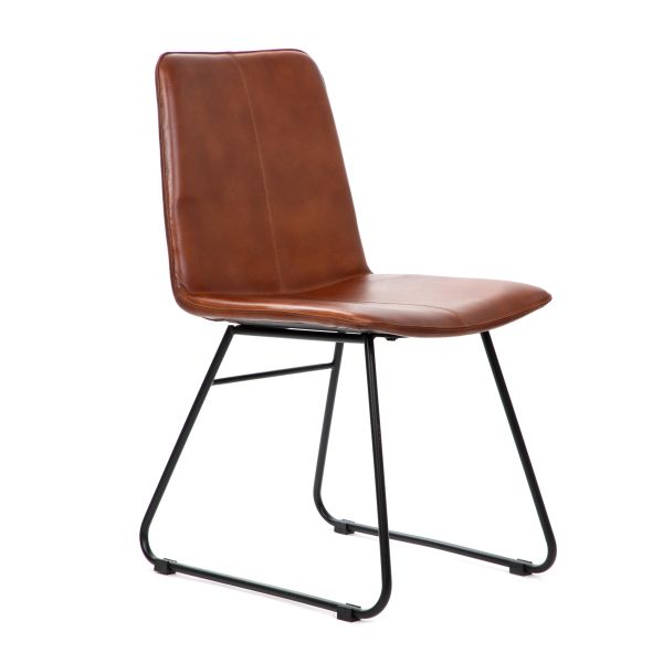 Krzesło NEREA w obiciu ze skóry bawolej brązowe 46x58x86 cm