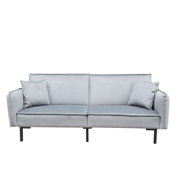 Sofa CANTO 3-osobowa, z funkcją spania, welurowa szara 199x90x85 cm
