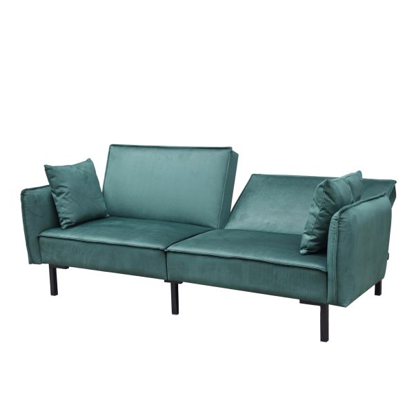 Sofa CANTO 3-osobowa, z funkcją spania, welurowa zielona 199x90x85 cm