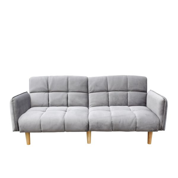 Sofa SONUS 3-osobowa, z funkcją spania, welurowa szara 195x91x83 cm