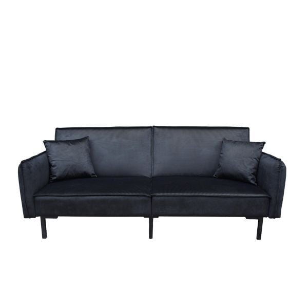 Sofa CANTO 3-osobowa, z funkcją spania, welurowa czarna 199x90x85 cm