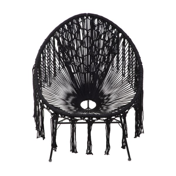 Fotel ACAPULCO BLISS ze sznurka tekstylnego makrama czarny 93x73x85 cm