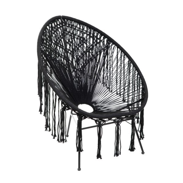 Fotel ACAPULCO SPIRIT makrama czarna 93x73x85 cm