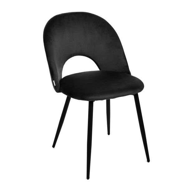 Krzesło TERCIO welurowe czarne 47x55x77cm