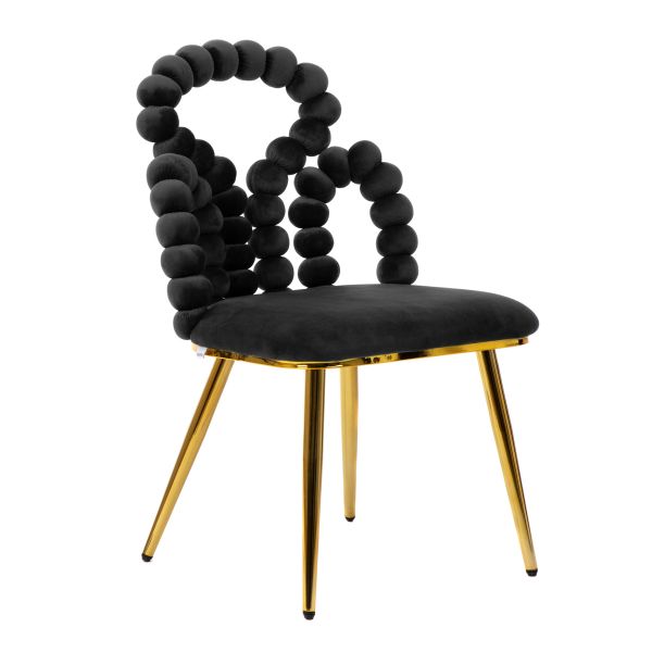 Krzesło BUBBLE BEAM welurowe czarne 56,5x52x87 cm