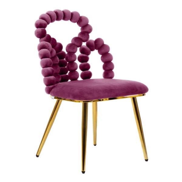 Krzesło BUBBLE BEAM welurowe bordowe 56,5x52x87 cm